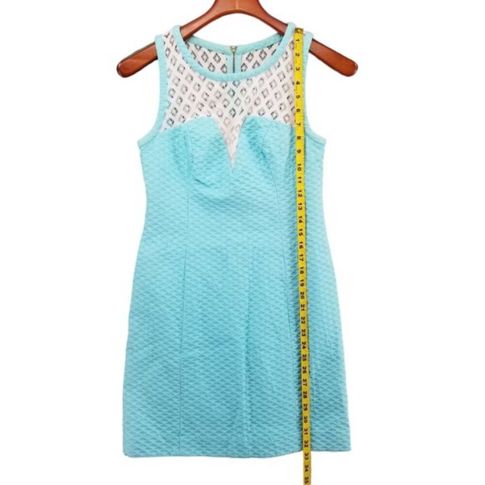 Lilly Pulitzer Vandalia Shift Dress Serene Blue Sleeveless Textured Cotton Sz 0 - Picture 6 of 12